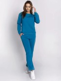 Ladies\' insulated tracksuit top and loose pants turquoise FI762